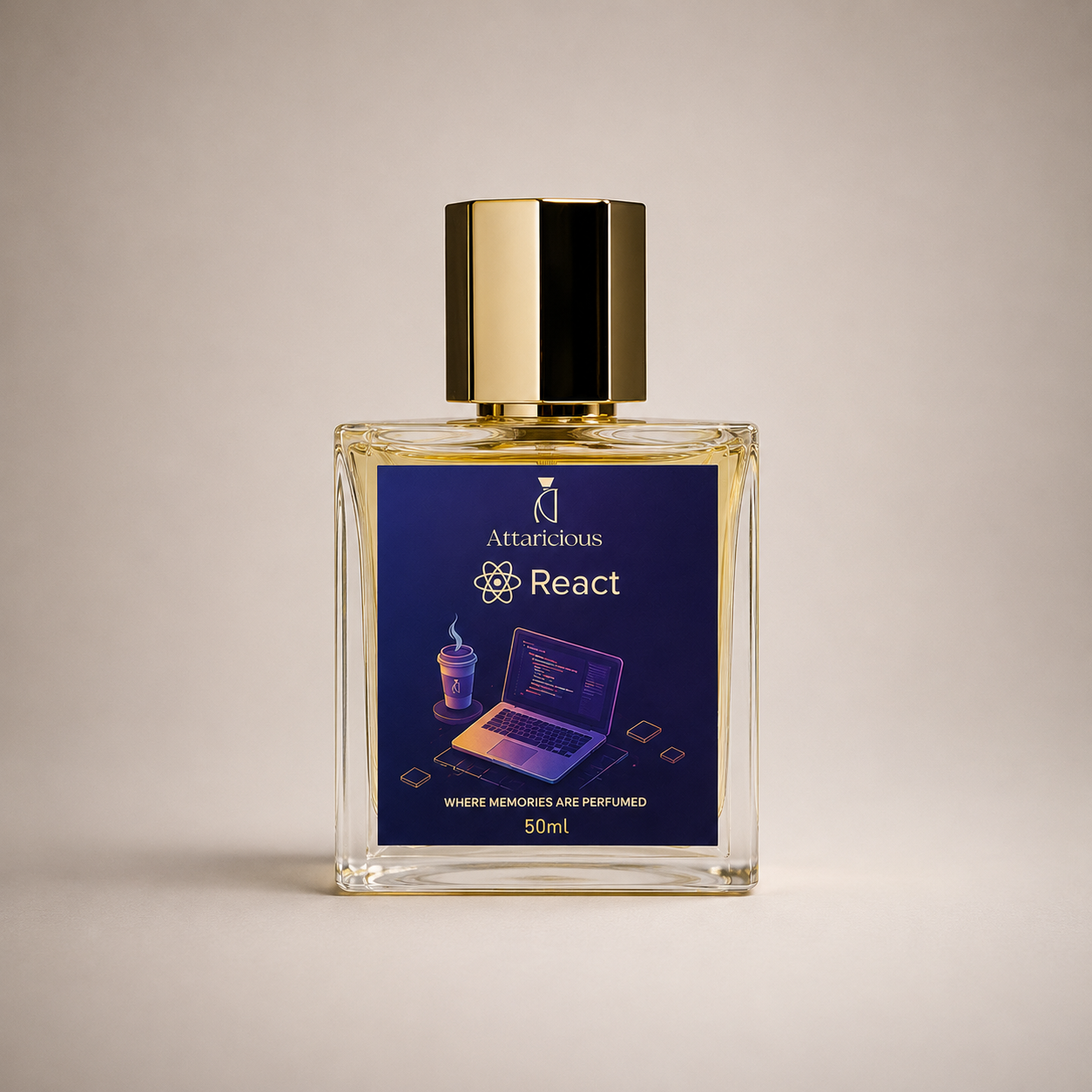 Attaricious React Perfume 50ml - Luxury Oud Saffron & Rose Fragrance