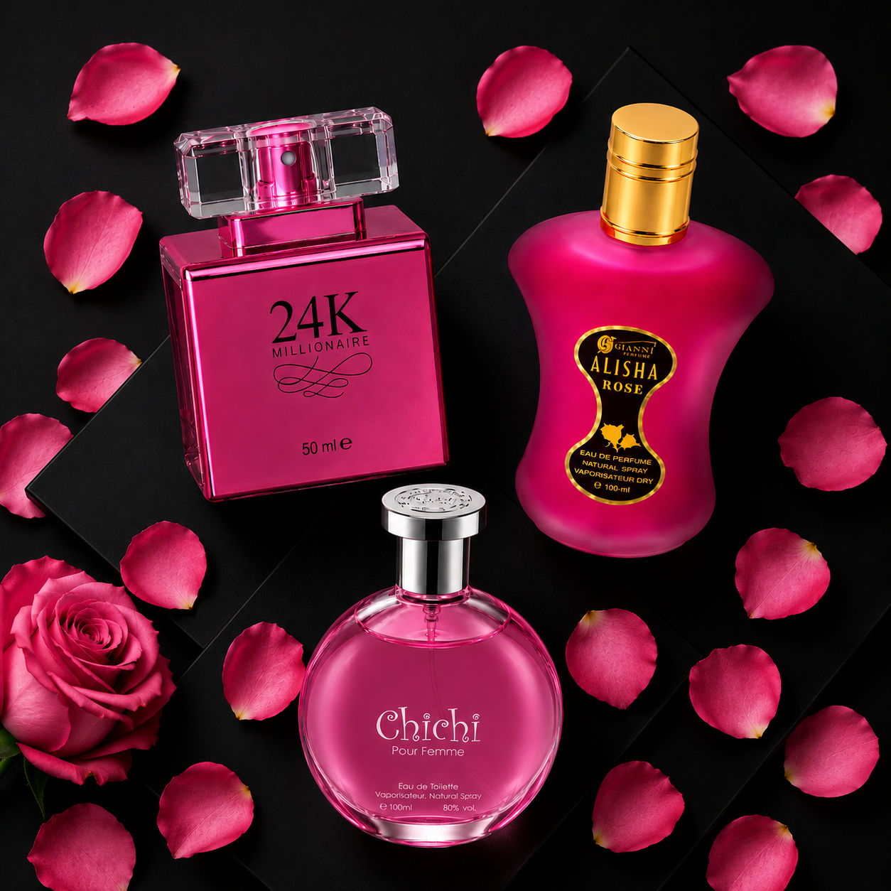 Noiraux Women's Perfume Gift Set – Pack of 3 (24K Millionaire, Alisha Rose & Sapil Chichi) EDP Fragrance Bundle