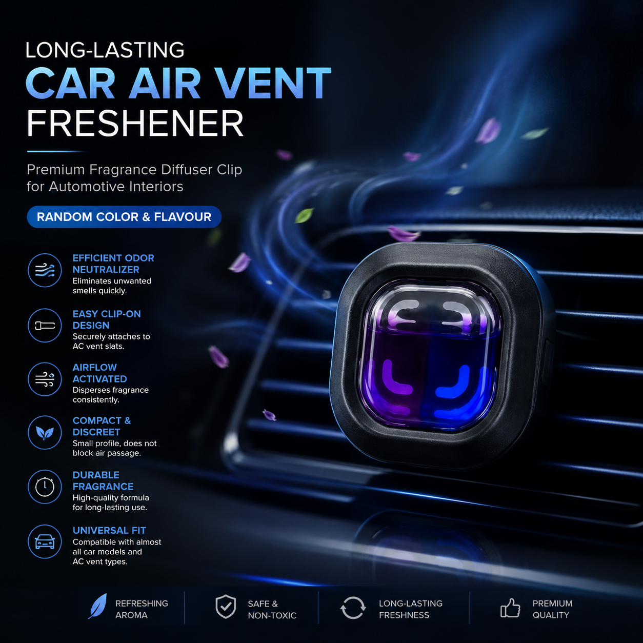Premium Car AC Vent Air Freshener Clip - Long Lasting Fragrance Diffuser