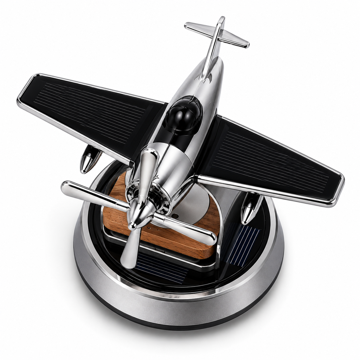 Solar Aeroplane Car Perfume Diffuser - Silver Aircraft Dashboard Air Freshener