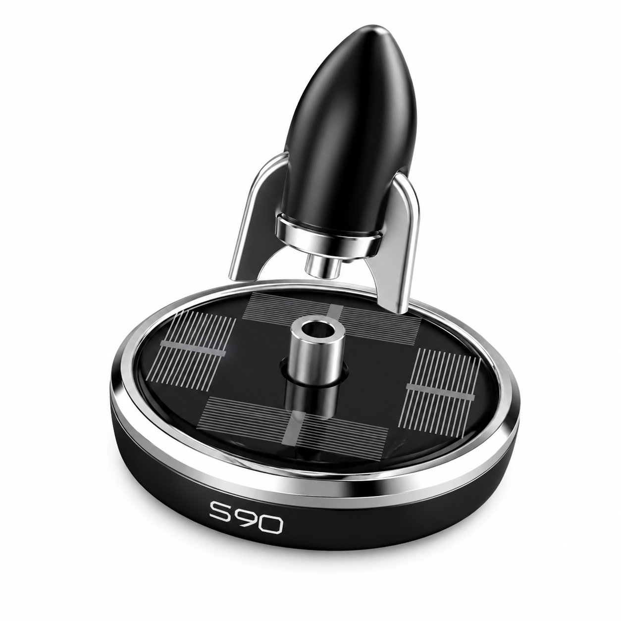 Solar Powered Rocket Car Air Freshener - Rotating Dashboard Fragrance Diffuser
