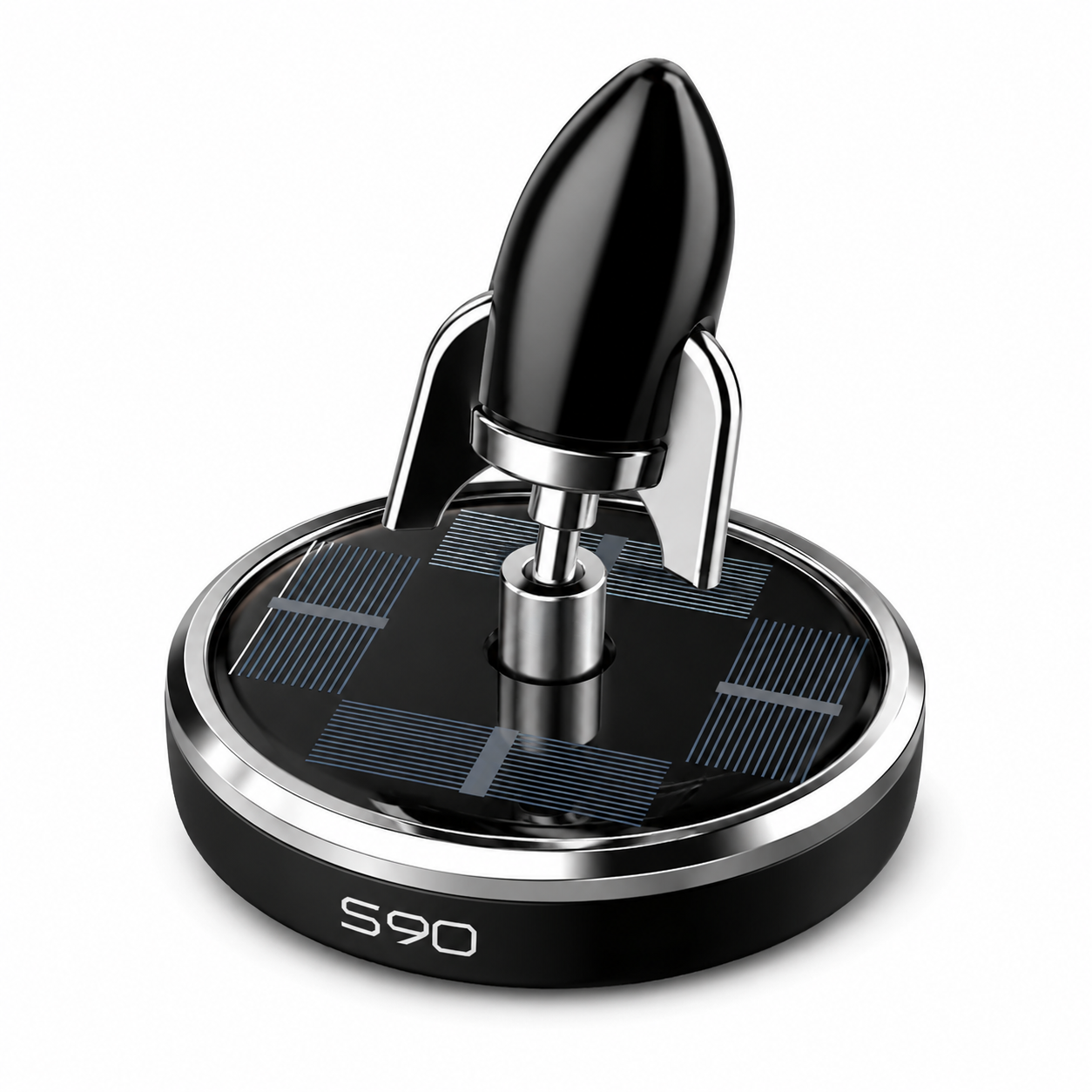 Solar Powered Rocket Car Air Freshener - Rotating Dashboard Fragrance Diffuser